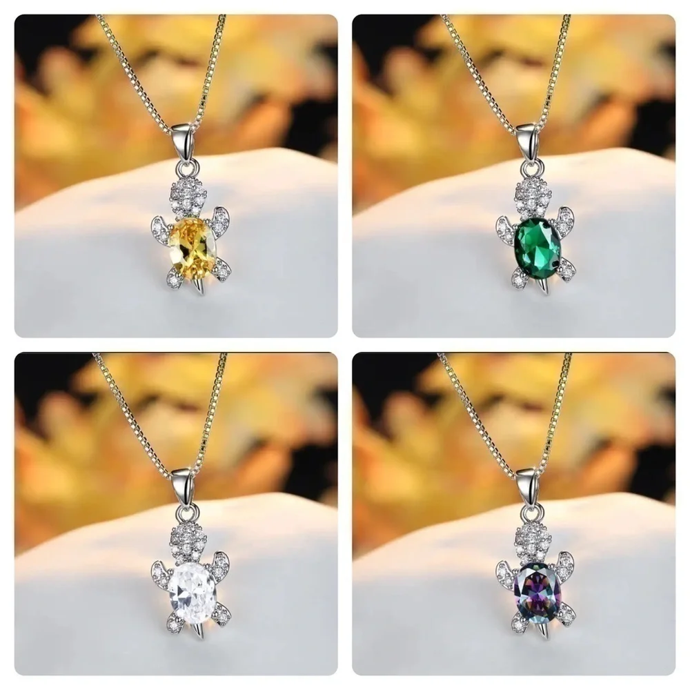 “Just Keep Swimming” White Opal Jewel Turtle Ocean Sterling Silver Gift Necklace - Picture 8 of 12